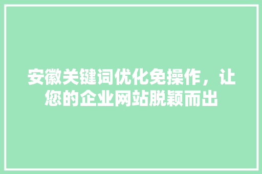 安徽关键词优化免操作，让您的企业网站脱颖而出