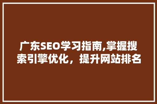 广东SEO学习指南,掌握搜索引擎优化，提升网站排名 广东SEO学习指南,掌握搜索引擎优化，提升网站排名 操作系统