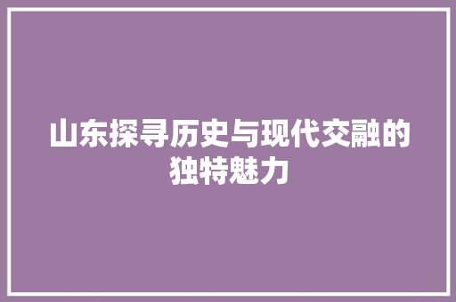 山东探寻历史与现代交融的独特魅力