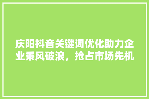 庆阳抖音关键词优化助力企业乘风破浪，抢占市场先机
