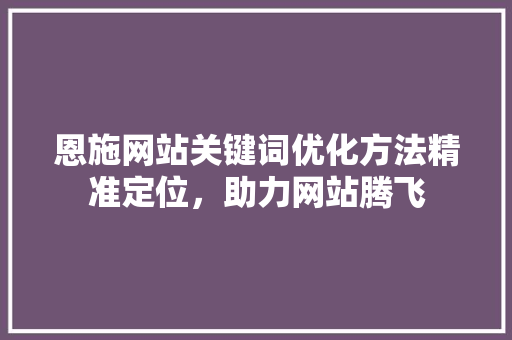 恩施网站关键词优化方法精准定位，助力网站腾飞