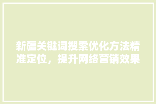 新疆关键词搜索优化方法精准定位，提升网络营销效果