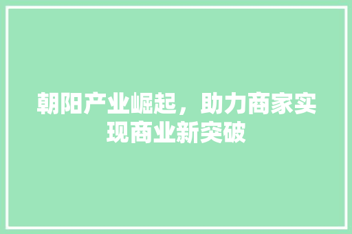 朝阳产业崛起，助力商家实现商业新突破