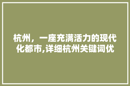 杭州，一座充满活力的现代化都市,详细杭州关键词优化步骤