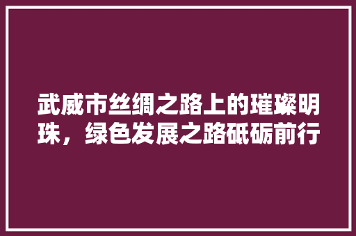 武威市丝绸之路上的璀璨明珠，绿色发展之路砥砺前行