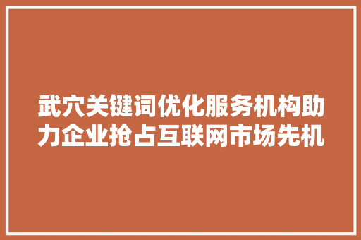 武穴关键词优化服务机构助力企业抢占互联网市场先机