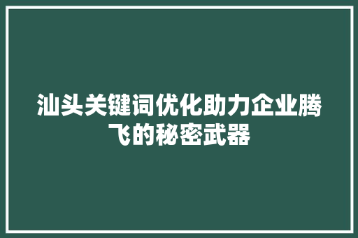 汕头关键词优化助力企业腾飞的秘密武器