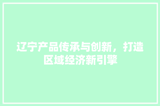 辽宁产品传承与创新，打造区域经济新引擎