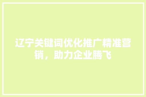 辽宁关键词优化推广精准营销，助力企业腾飞