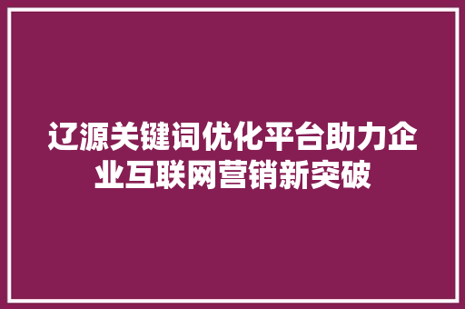 辽源关键词优化平台助力企业互联网营销新突破