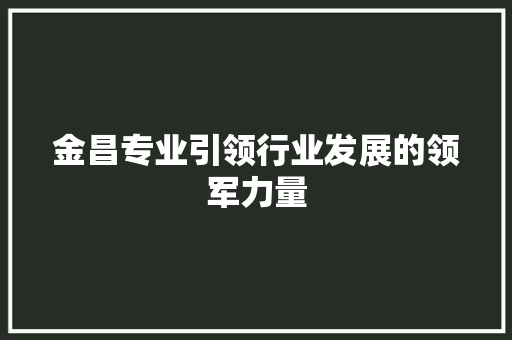 金昌专业引领行业发展的领军力量