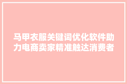 马甲衣服关键词优化软件助力电商卖家精准触达消费者