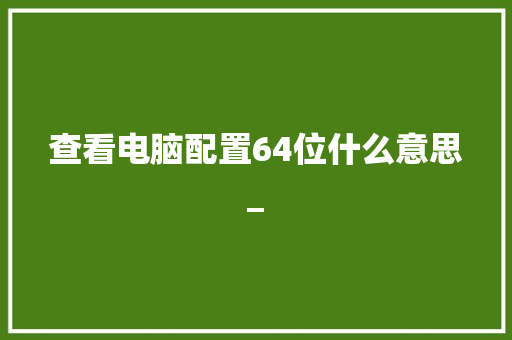 查看电脑配置64位什么意思_