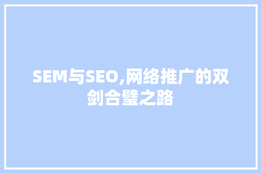 SEM与SEO,网络推广的双剑合璧之路