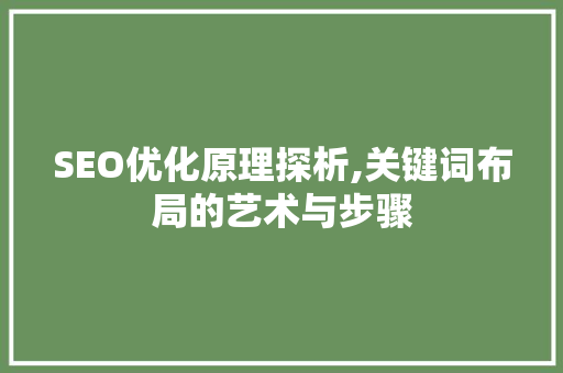 SEO优化原理探析,关键词布局的艺术与步骤