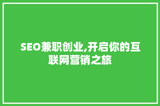 SEO兼职创业,开启你的互联网营销之旅