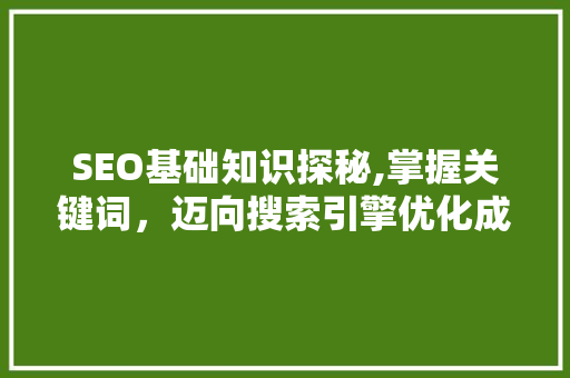 SEO基础知识探秘,掌握关键词,迈向搜索引擎优化成功之路 SEO基础知识探秘,掌握关键词,迈向搜索引擎优化成功之路