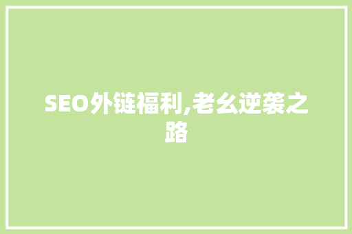 SEO外链福利,老幺逆袭之路