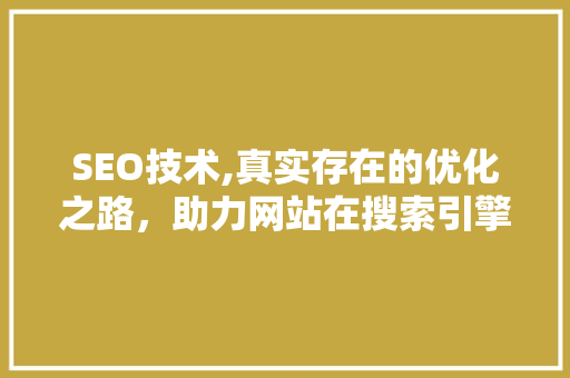 SEO技术,真实存在的优化之路，助力网站在搜索引擎中脱颖而出