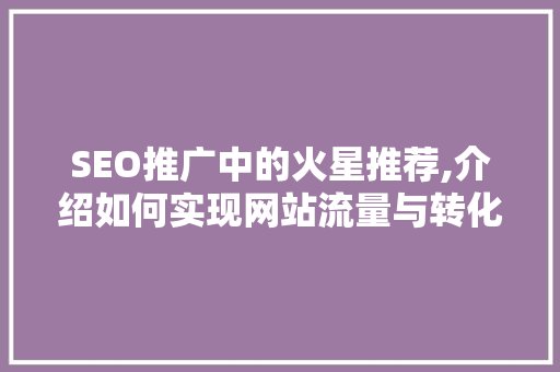 SEO推广中的火星推荐,介绍如何实现网站流量与转化率的双赢