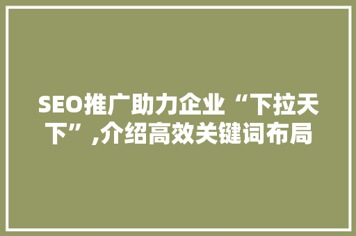 SEO推广助力企业“下拉天下”,介绍高效关键词布局步骤 SEO推广助力企业“下拉天下”,介绍高效关键词布局步骤