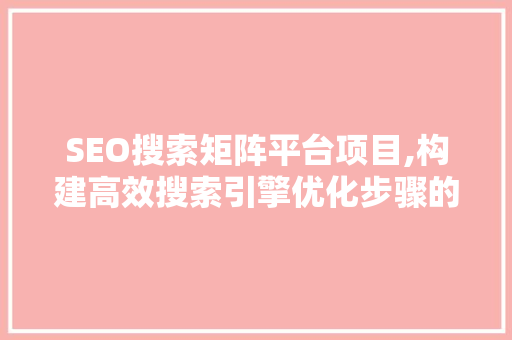 SEO搜索矩阵平台项目,构建高效搜索引擎优化步骤的新篇章