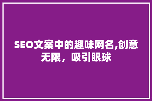 SEO文案中的趣味网名,创意无限,吸引眼球 SEO文案中的趣味网名,创意无限,吸引眼球