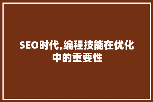 SEO时代,编程技能在优化中的重要性