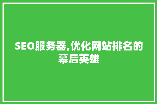 SEO服务器,优化网站排名的幕后英雄 SEO服务器,优化网站排名的幕后英雄
