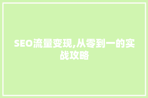 SEO流量变现,从零到一的实战攻略