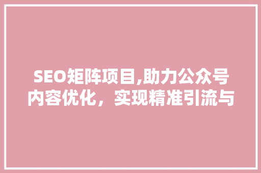 SEO矩阵项目,助力公众号内容优化，实现精准引流与品牌提升