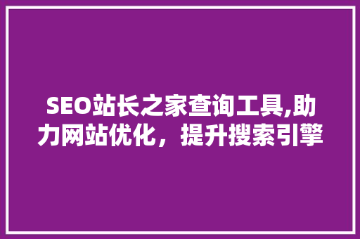 SEO站长之家查询工具,助力网站优化，提升搜索引擎排名
