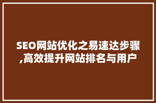 SEO网站优化之易速达步骤,高效提升网站排名与用户体验