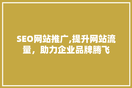 SEO网站推广,提升网站流量，助力企业品牌腾飞