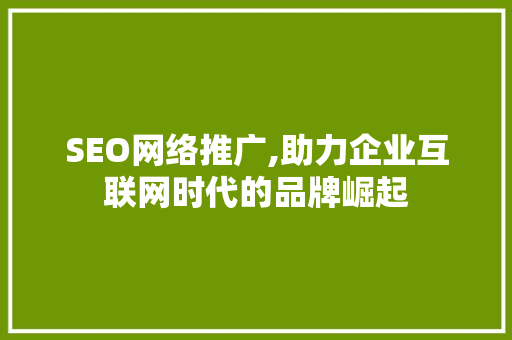 SEO网络推广,助力企业互联网时代的品牌崛起
