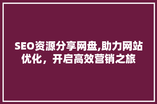 SEO资源分享网盘,助力网站优化，开启高效营销之旅 操作系统