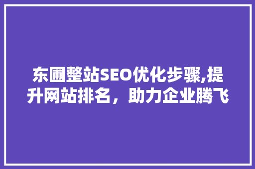 东圃整站SEO优化步骤,提升网站排名，助力企业腾飞