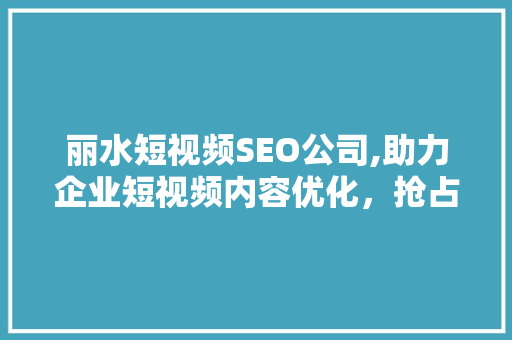 丽水短视频SEO公司,助力企业短视频内容优化,抢占流量高地 丽水短视频SEO公司,助力企业短视频内容优化,抢占流量高地