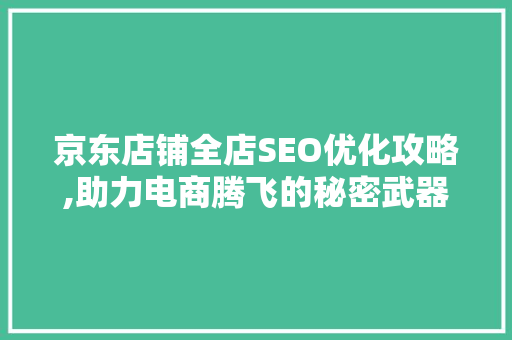 京东店铺全店SEO优化攻略,助力电商腾飞的秘密武器