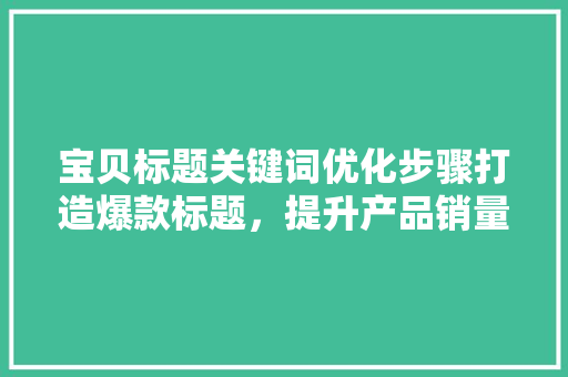宝贝标题关键词优化步骤打造爆款标题，提升产品销量