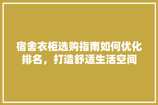 宿舍衣柜选购指南如何优化排名，打造舒适生活空间