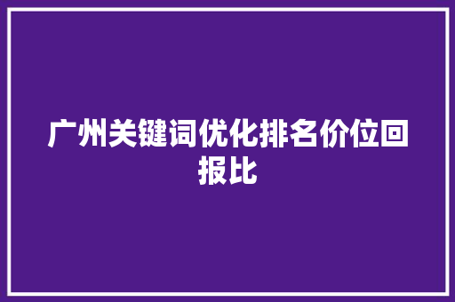 广州关键词优化排名价位回报比