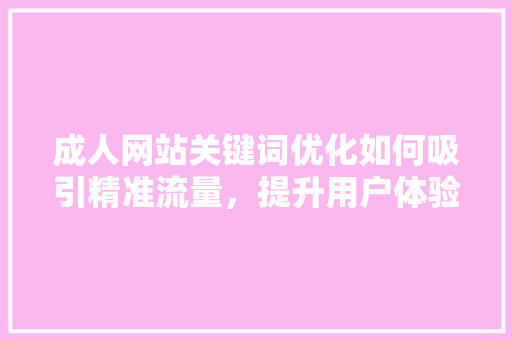 成人网站关键词优化如何吸引精准流量，提升用户体验
