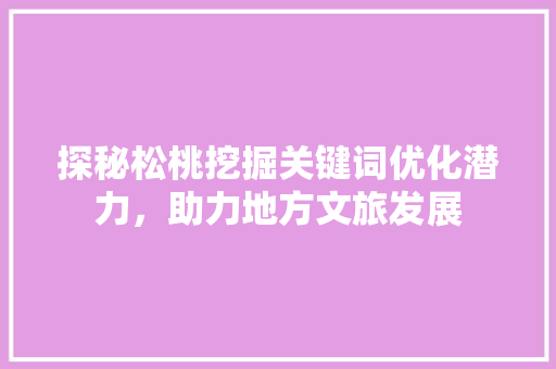 探秘松桃挖掘关键词优化潜力，助力地方文旅发展