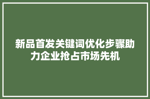 新品首发关键词优化步骤助力企业抢占市场先机
