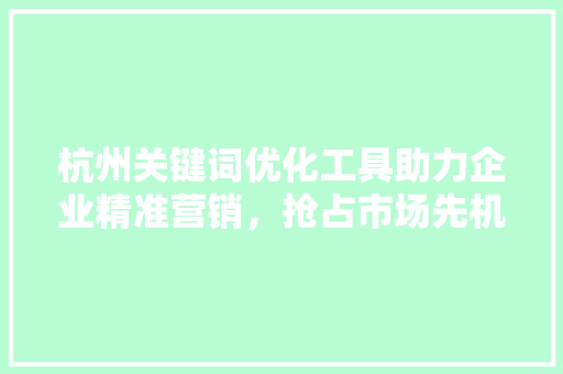 杭州关键词优化工具助力企业精准营销，抢占市场先机