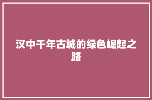 汉中千年古城的绿色崛起之路