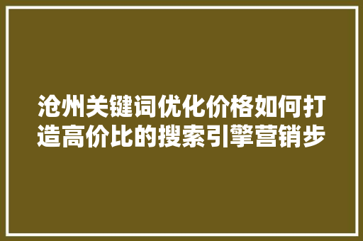 沧州关键词优化价格如何打造高价比的搜索引擎营销步骤