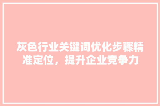 灰色行业关键词优化步骤精准定位，提升企业竞争力