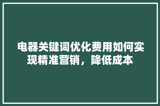 电器关键词优化费用如何实现精准营销，降低成本